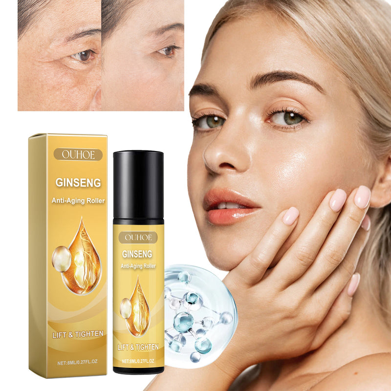 Ginseng Anti-Aging Roller, Moisturizing And Smoothing Fine Lines And Crow's Feet Skin Firming And Anti-Wrinkle Essence