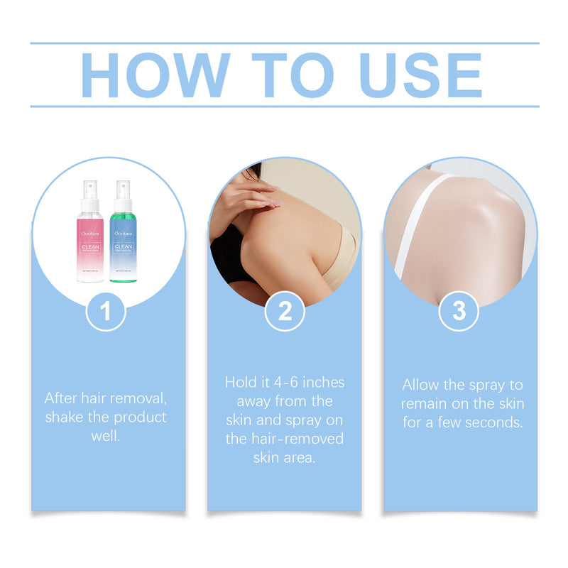 OceAura Before And After Hair Removal Treatment Spray, Gentle Moisturizing Care Skin Hair Cleaning And Moisturizing Treatment Spray