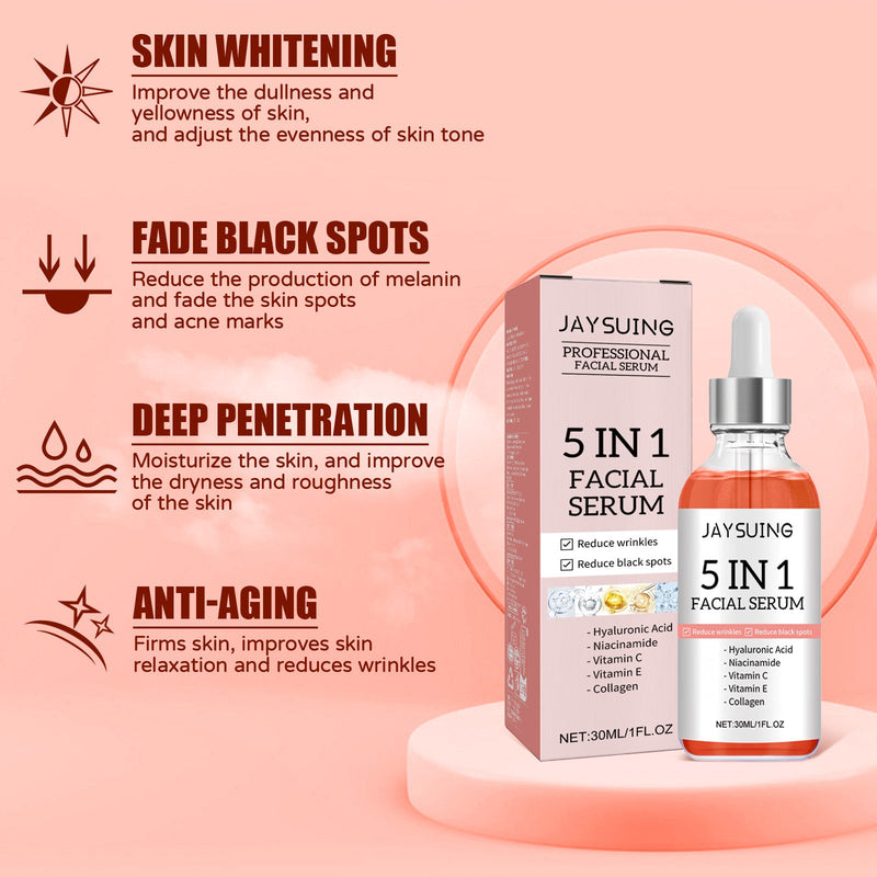 5 in 1 Face Serum, Moisturizes Skin Firming Lightening Acne Spots Beautiful Skin Serum