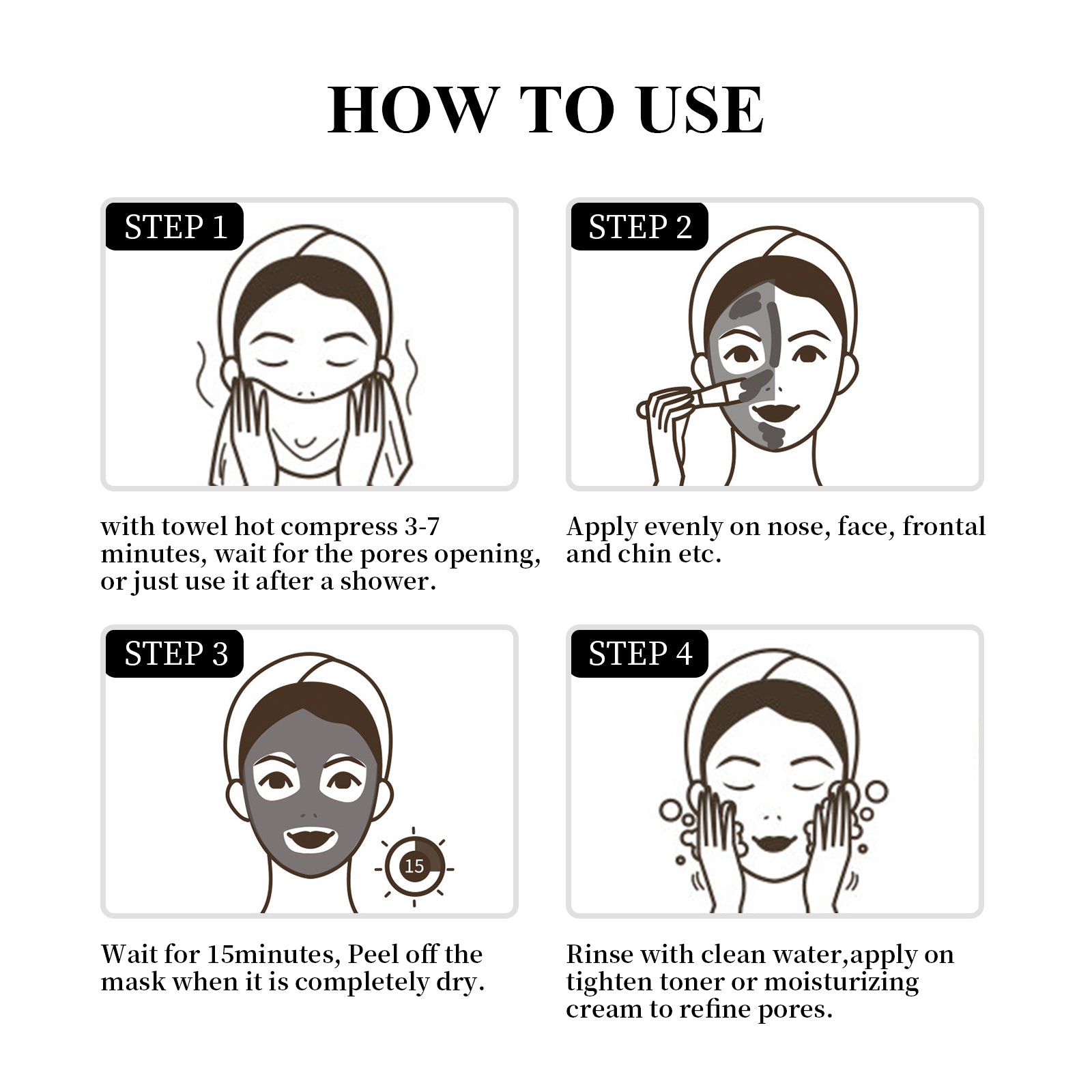 Activated Charcoal Cleansing Mask Stick, Face Care Cleansing Pore Blackhead Applicator Solid Mask