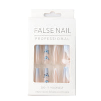 Ins Net Red With The Same Blue Butterfly Point Drill V-Shaped French Style Personality Trend Wearing Manicure Nail Patch