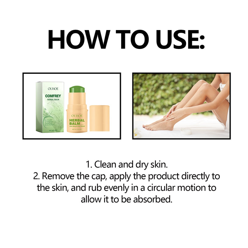 OUHOE Comfrey Herbal Balm, Relieve Skin Mosquito Bites Itch Relieving Itching Repair Cream Bar For External Use Only