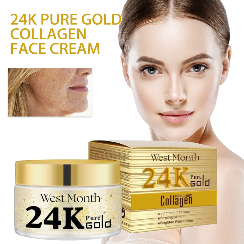 West Month 24k Pure Gold Collagen Face Cream, Lighten Lines Brighten Skin, Firm And Anti-wrinkle Cream