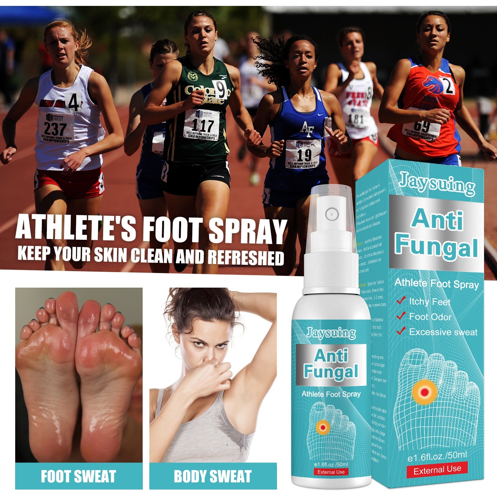 Athletes Foot Odor Removal Spray, Improve Smelly Feet, Sweaty Feet, Anti Itchy Odor Removal Spray