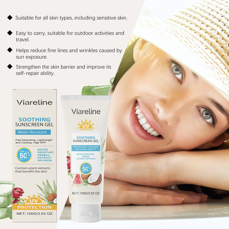 Viareline Soothing Protection Gel Moisturizes Refreshing And Gentle Skin Care, Hydrates, Nourishes And Soothes Skin Care