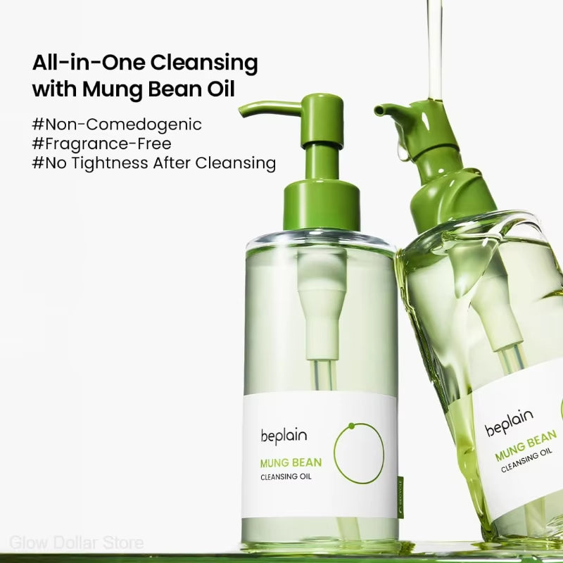 Korean Beplain Mung Bean Pore Serum,Deep Pore Cleansing Foam,Makeup Remover Oil and Clay Mask Facail Firming Skin Care Products