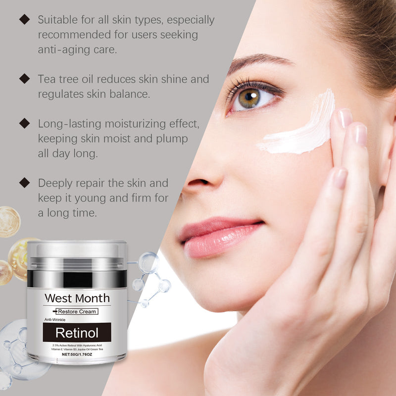 West&Month Retinol Skin Care Cream Lighten Fine Lines Hydrating Moisturizing Soft Nourishing Skin Cream