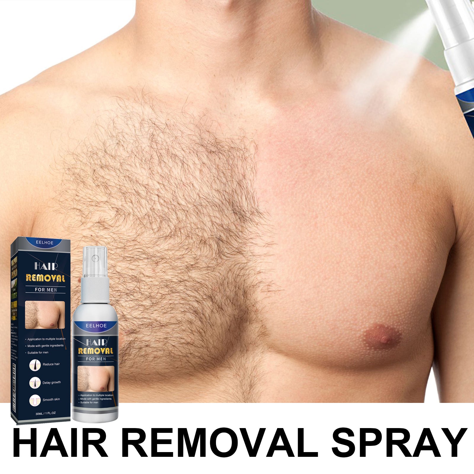 EELHOE Underarm Refreshing Hair Removal Spray (30ml For Men) Is A Gentle Underarm Hair Removal Spray That Does Not Irritate And Removes Fine And Smooth Hair