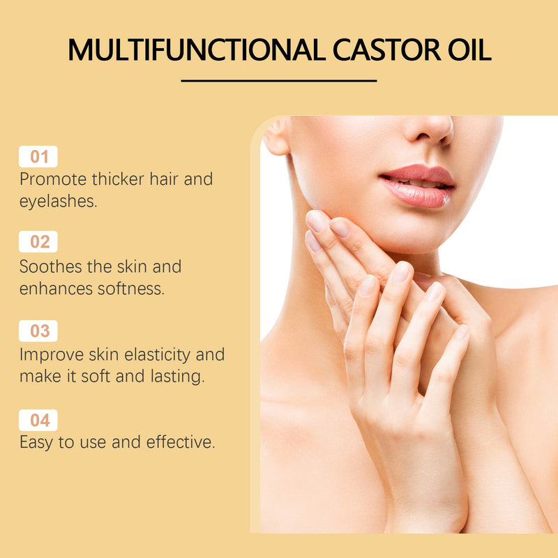OUHOE Organic Castor Oil Moisturizes And Hydrates Hair, Eyebrows, Skin, Body Multi-Effect Care Gentle Massage