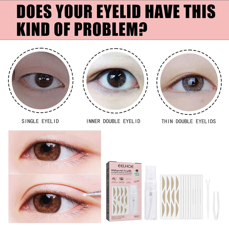EELHOE Lace Non-trace Double Eyelid Tape, Natural Non-trace Non-glue Lace Double Eyelid Tape