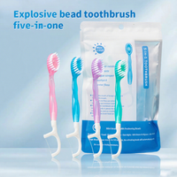 Explosion bead disposable toothbrush mini multifunctional with soft bristles dental floss toothpick