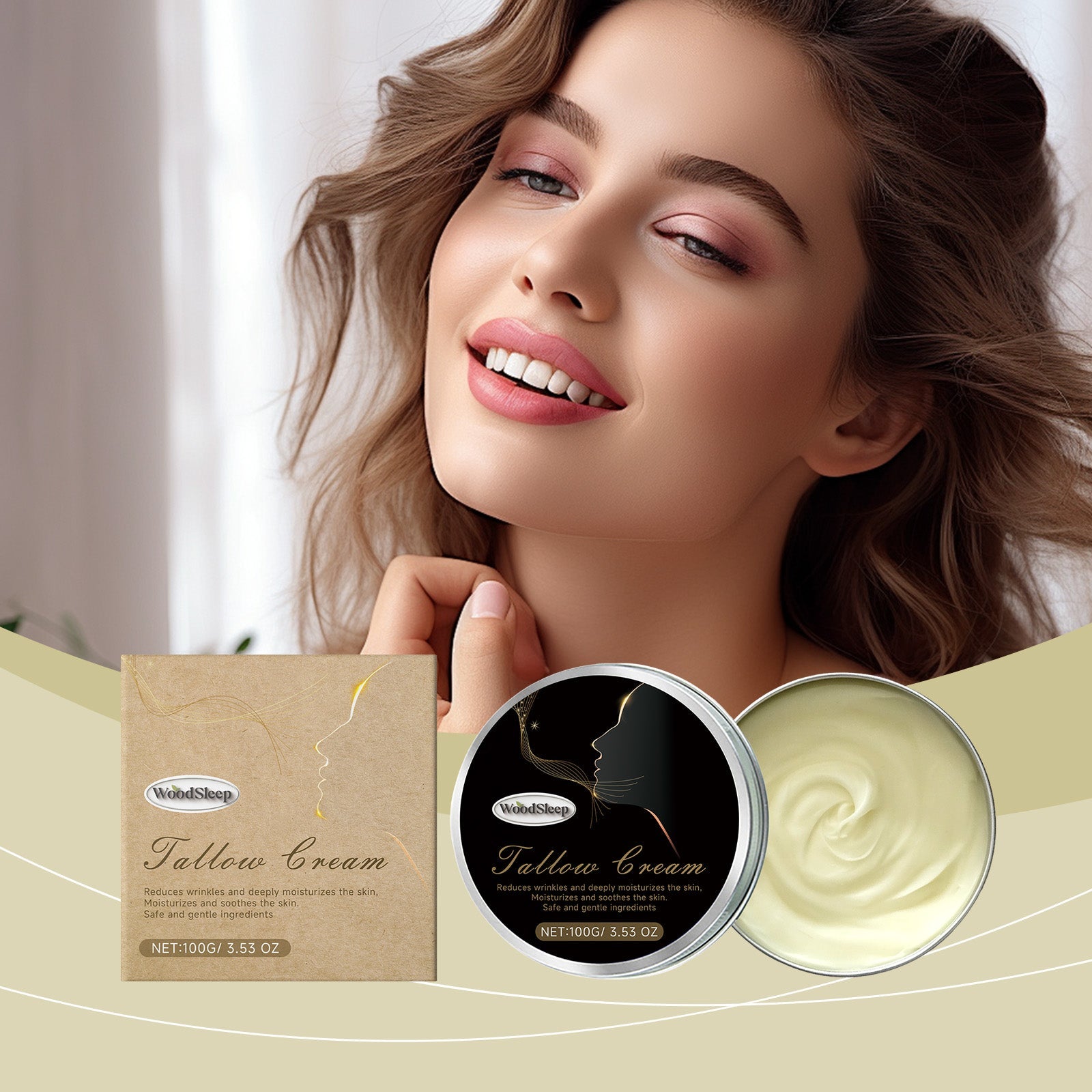 WoodSleep Grass Fed Tallow Moisturizing Cream Gentle Moisturizing Firming Moisturizing Moisturizing Brightening Skin Care Cream