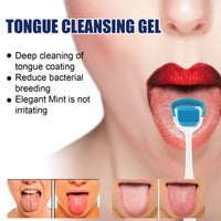 EELHOE Tongue Coating Cleansing Gel, Tongue Coating Cleansing Oral Care Removes Bad Breath And Freshens Breath Gel With Brush