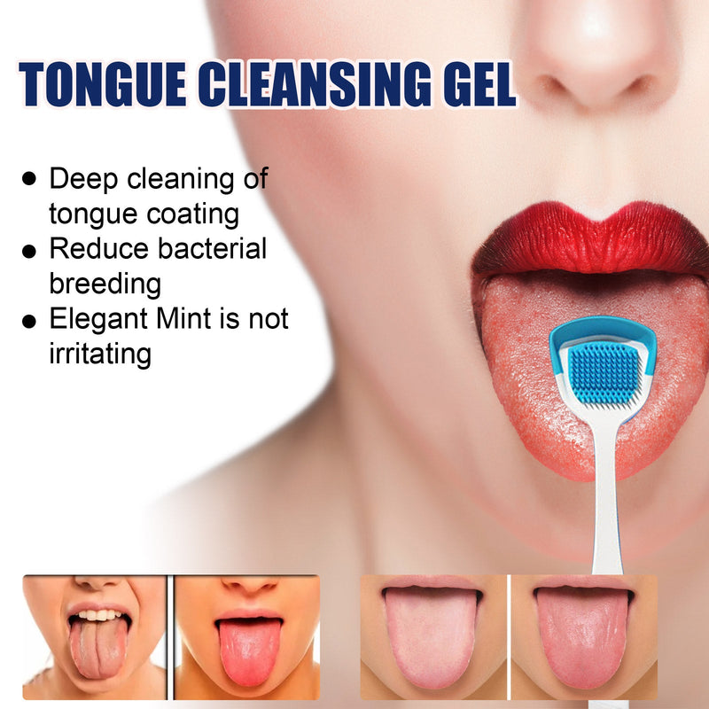 Tongue Coating Cleansing Gel, Tongue Coating Cleansing Oral Care Removes Bad Breath And Freshens Breath Gel With Brush