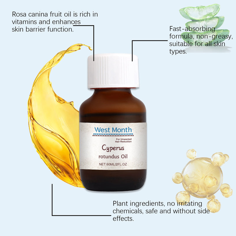 West&Month Cyperi Rhizoma Hair Removal Care Oil, Cyperi Rhizoma Plant Essential Oil Body Moisturizing And Nourishing Hair Removal Care Oil