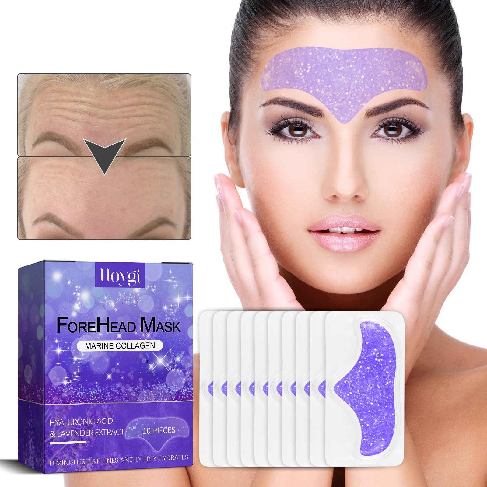 Forehead Mask, Smoothing Sichuan Character Lines And Raising Head Lines Mask Lighten Wrinkles Firming Skin Gel Forehead Patch