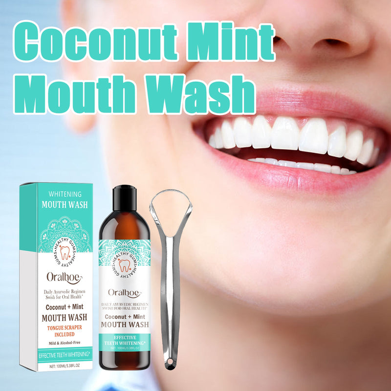 Coconut Mint Mouth Wash, Whitening Teeth Yellow Teeth Stains Tongue Coating Clean Fresh Breath Oral Care