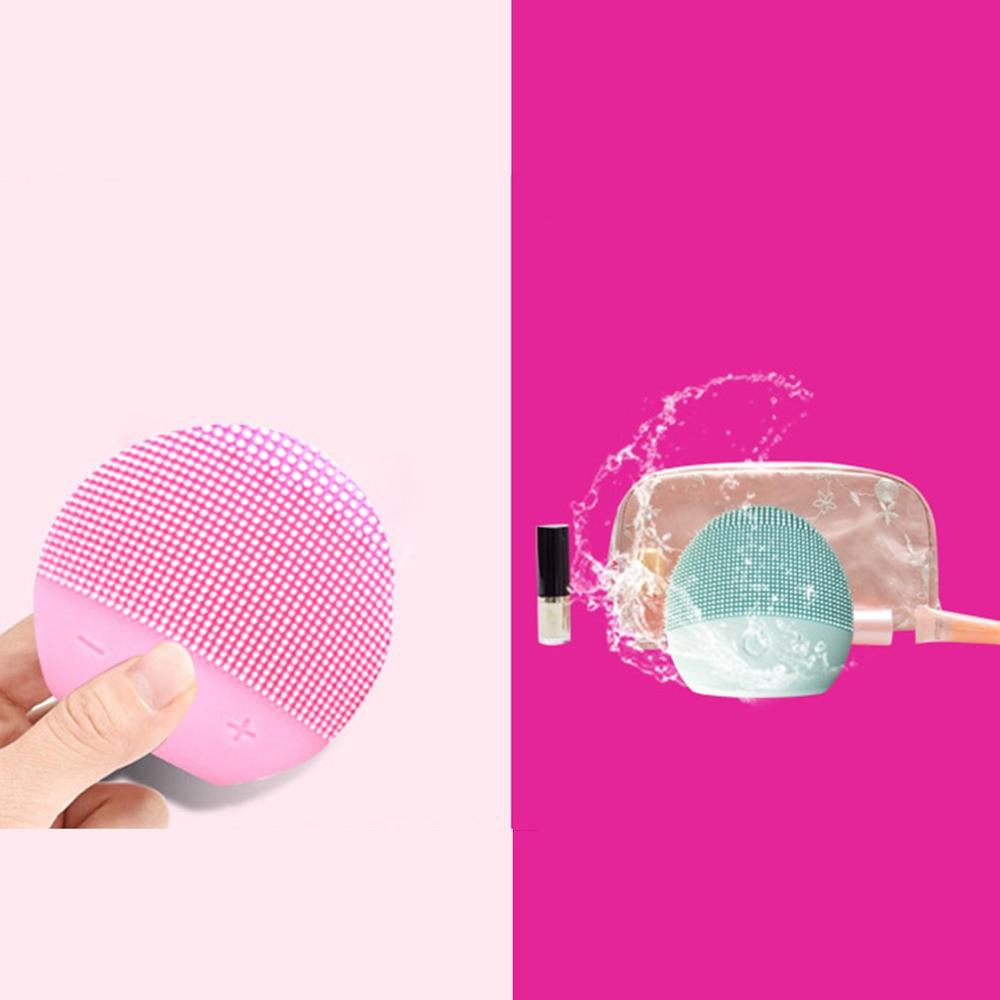USB Facial Cleansing Brush Sonic Vibration Mini Face Cleaner Silicone Deep Pore Cleaning Electric Waterproof Massage