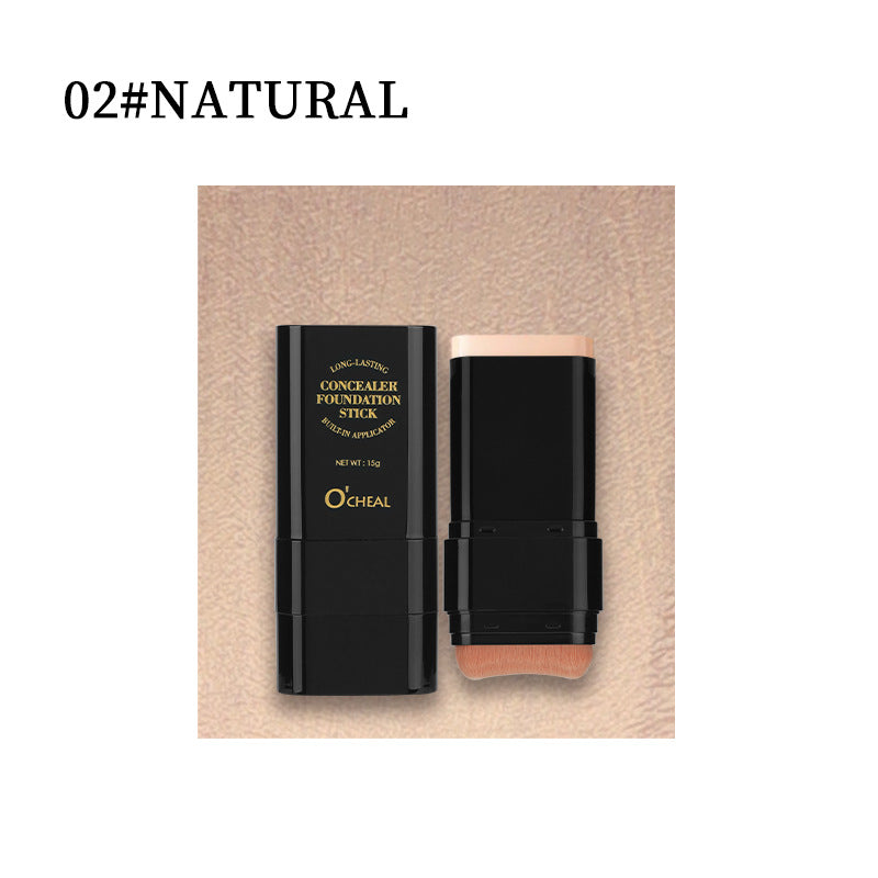 Oqianya Cream Foundation Concealer Long-Lasting Solid Foundation  Dual-Purpose Powder Puff Brush