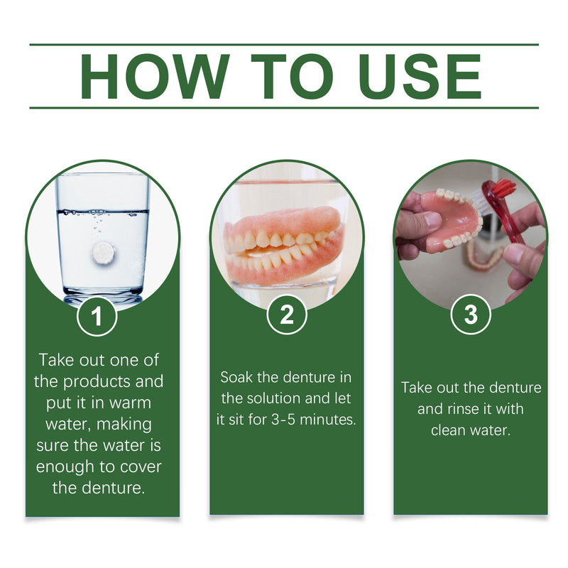Oralhoe Denture Cleaning Tablet Clean Care Fresh Stain Removal Gentle Care Braces Denture Cleaning Tablet