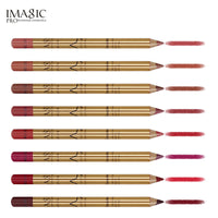 IMAGIC Makeup New Lip Liner Set Of 8 Easy To Color And Not Smudge Gold Tube Aluminum Cap Lip Liner
