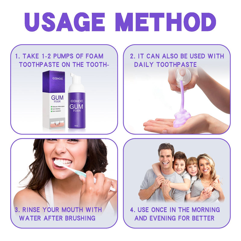 EELHOE Gum Foam Mousse, Care Gums Clean Teeth Protect Teeth Mousse Toothpaste