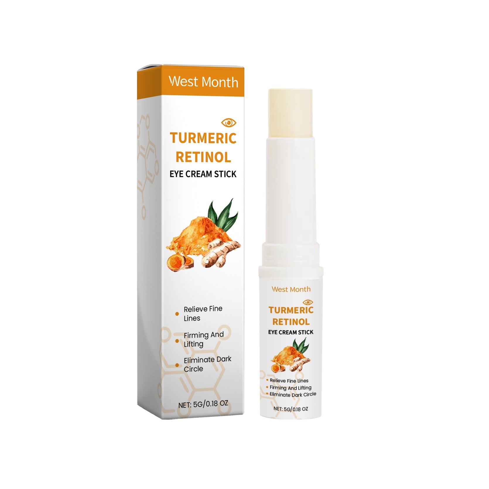 Turmeric And Retinol Eye Cream Stick Moisturizes, Tightens And Tightens The Skin Around The Eyes