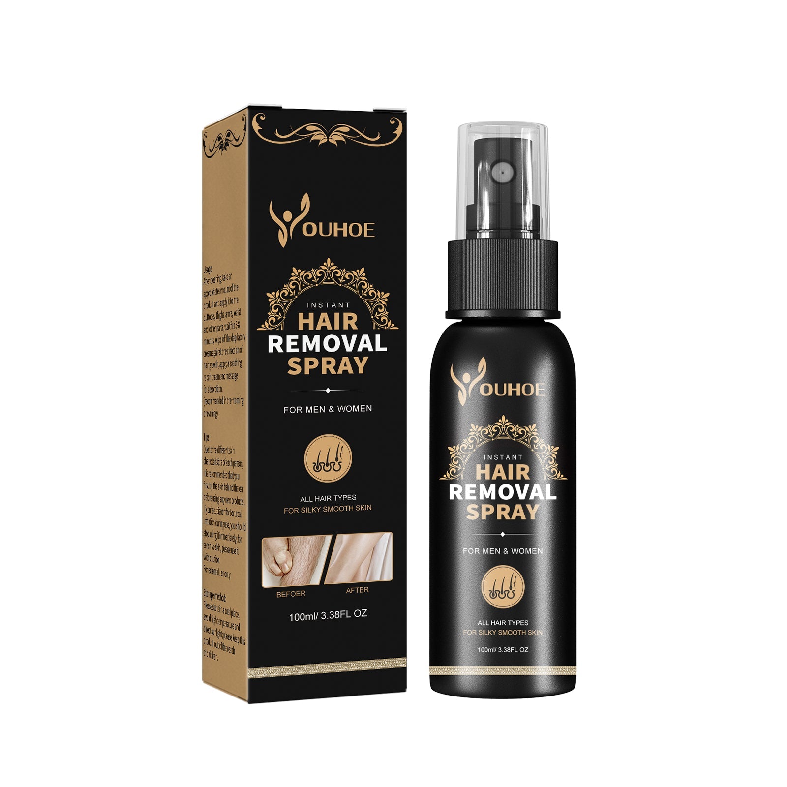 Hair Removal Spray, Mild Non-Irritating Dry And Cool Whole Body Hair Removal And Hair Suppression Spray