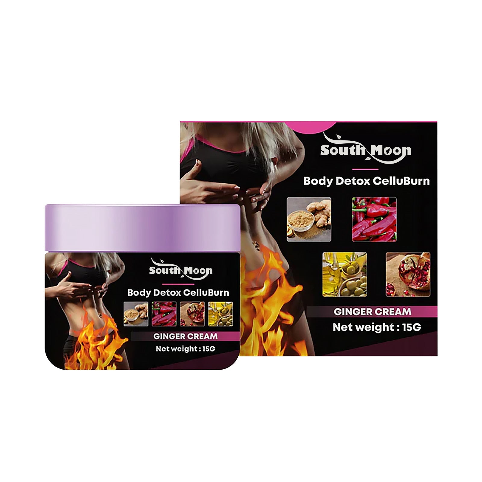 South Moon Body Detox Cellburn Ginger Cream, Body Skin Toning And Firming Heat Slimming Cream