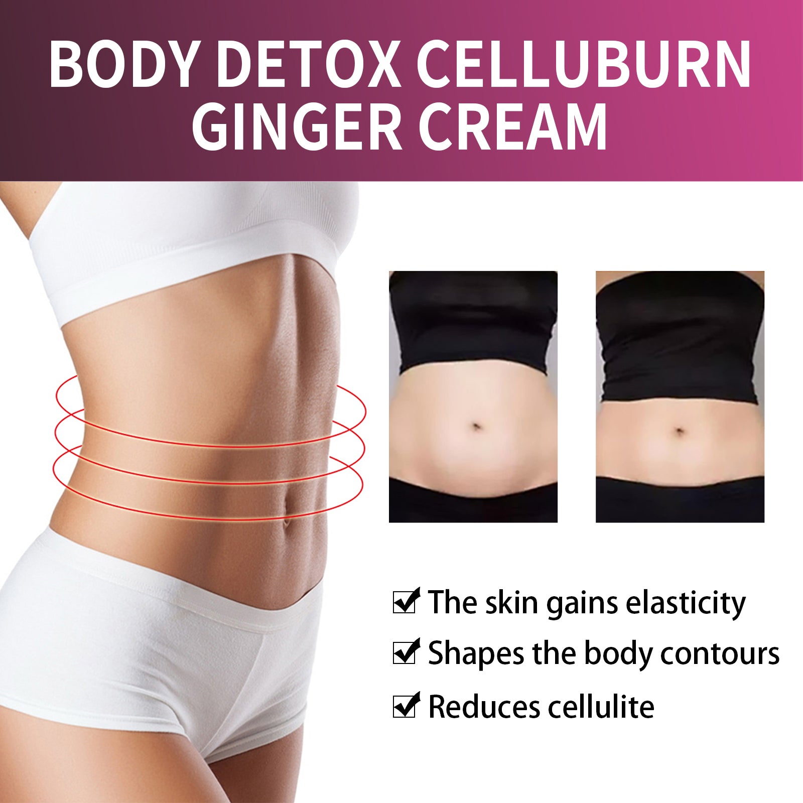 South Moon Body Detox Cellburn Ginger Cream, Body Skin Toning And Firming Heat Slimming Cream