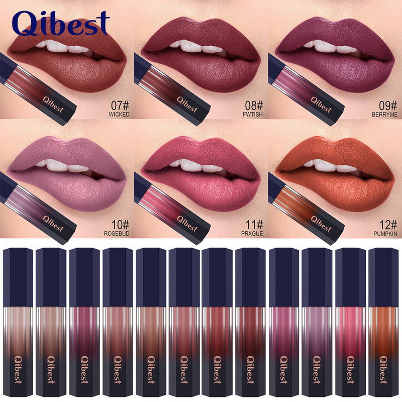 Lip Glaze Qibest Liquid Mist Matte Lipstick Does Not Fade Non-stick Cup Easy-to-Apply Lip Gloss
