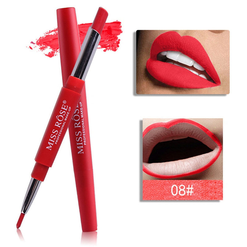 MISS ROSE 1PC Double-end Lasting Lipliner Waterproof Lip Liner Stick Pencil 8 Colors Party Daily Makeup Lipliner Pen