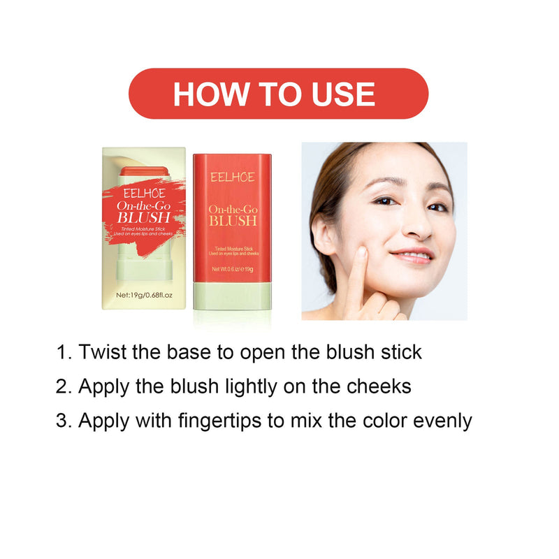 Blush Stick Lightweight Natural Nude Makeup Brightening And Contorting Three-Dimensional Highlight Delicate Waterproof Multi-Functional Blush Stick