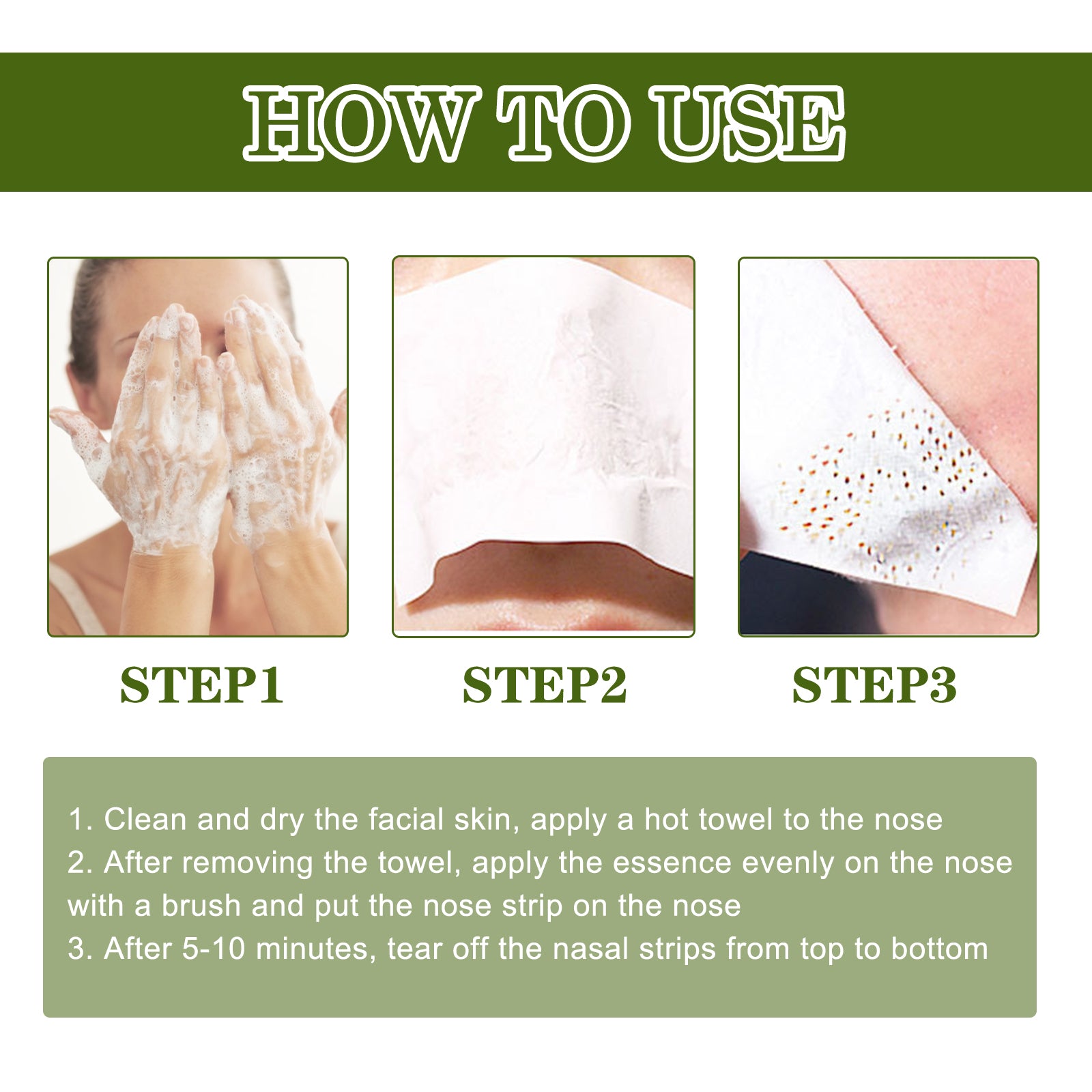 Blackhead Removing Serum Suit, Clean Pores Fine Oil Control Clean Repair Acne Blackhead Nose Patch