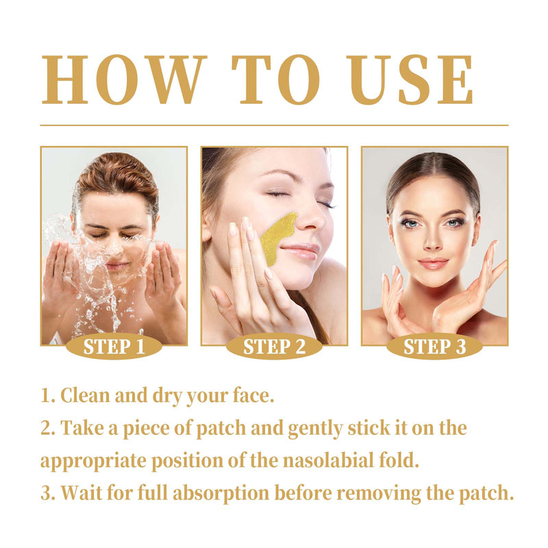 24k Gold Nasolabial Folds Patch, Gently Reduces Fine Lines And Nourishes Facial Firmness And Smoothness