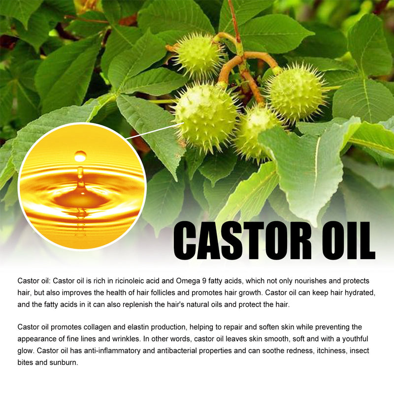 Castor Oil Dense Hair Solution, Moisturizes And Protects Hair Loss Dense And Black Hair Castor Oil Hair Care Essential Oil