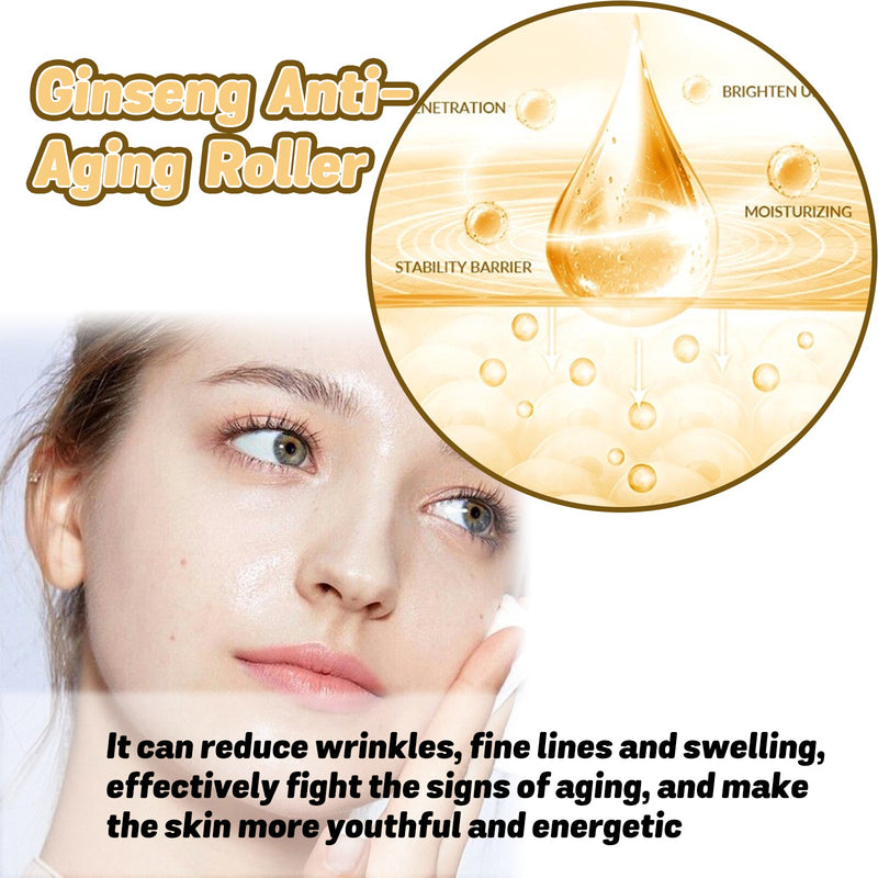 Ginseng Anti-Aging Roller, Moisturizing And Smoothing Fine Lines And Crow's Feet Skin Firming And Anti-Wrinkle Essence