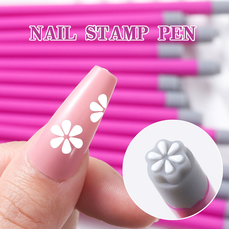 Silicone Head Nail Art Stamping Pen Butterfly Floral DIY Nail Stamp Transfer Tool