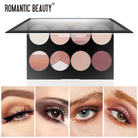 Romantic Beauty 8-Compartment Multi-Color Eyeshadow Pearl Matte Easy To Apply Finishing Eyeshadow Palette