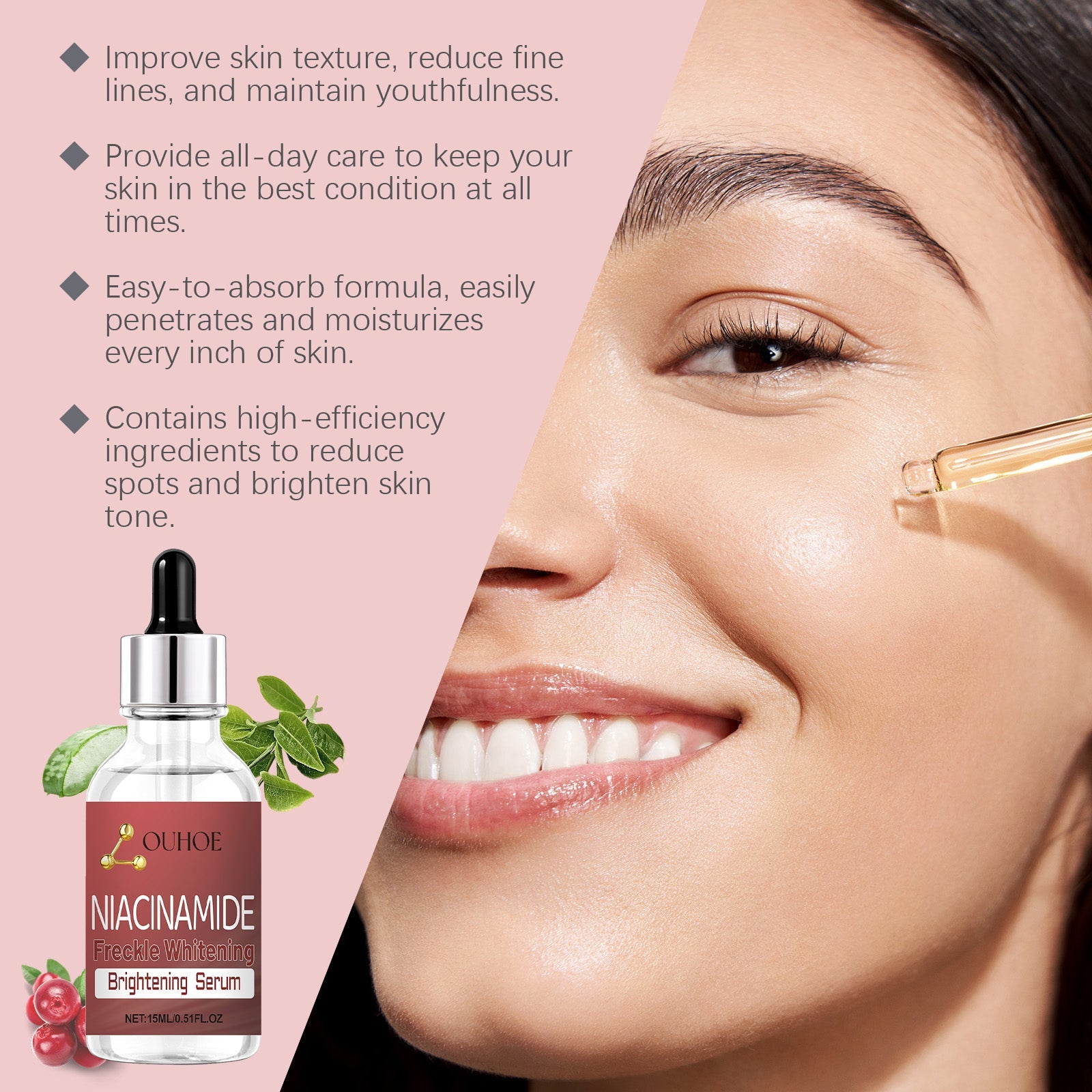 Freckle Whitening Brightening Serum, Brightening And Firming Skin Plant Extract