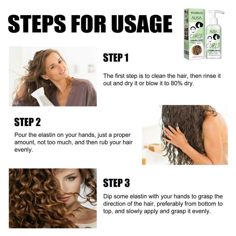 West&Month Curly Hair Elastin, Moisturizing Curly Hair Styling Fluffy Elastic Strong Hair Smoothing Frizz And Hair Care