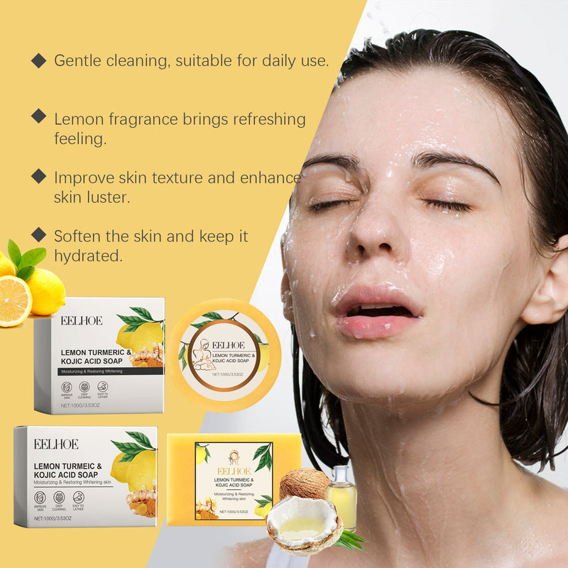 EELHOE Lemon Turmeric Acid Soap, Gently Cleanses, Moisturizes And Brightening Skin Square Cleanser