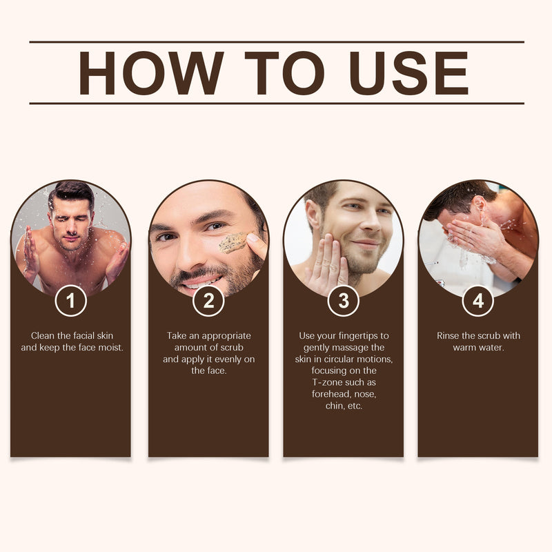 East Moon Coffee Facial Scrub, Men's Facial Hair Cleanser Pores Refreshing Comfort Cleansing Cream