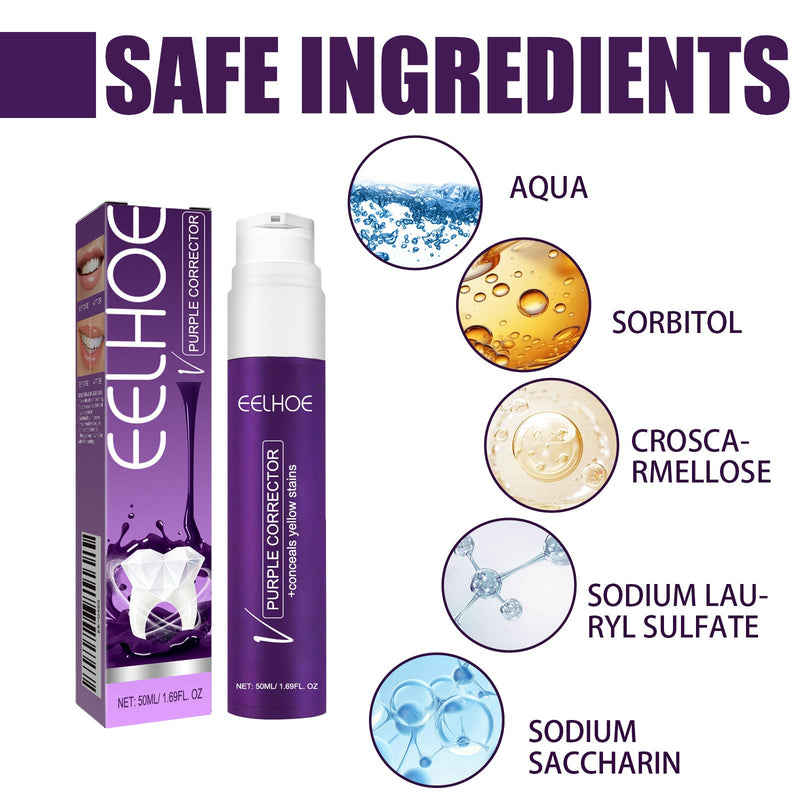 V34 Purple Toothpaste Beauty Teeth Stain Removal Anti-Pigmentation Yellow Teeth Clean White Bright White