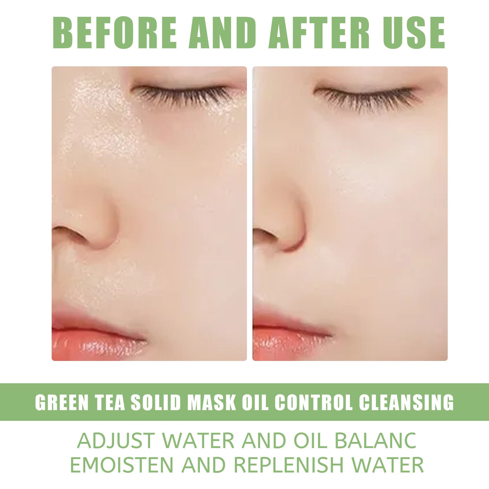 Green Tea And Eggplant Solid Mask, Facial Deep Cleansing, Moisturizing And Firming Skin Smear Mud Mask Stick