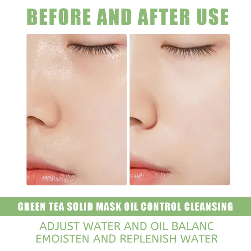 Green Tea And Eggplant Solid Mask, Facial Deep Cleansing, Moisturizing And Firming Skin Smear Mud Mask Stick