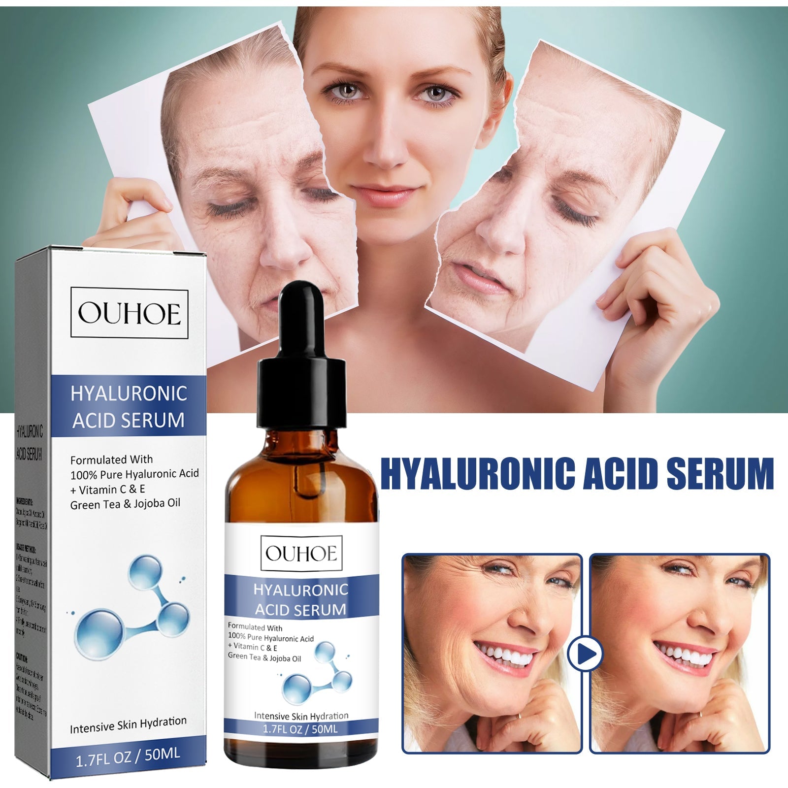 OUHOE Anti-Aging Essence, Lighten Lines Shrink Pores Tighten Moisturize Essence