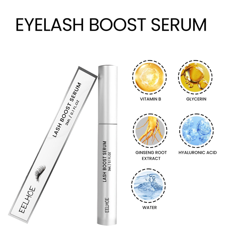 EELHOE Lash Boost Serum, Eyebrows And Eyelashes Black Thick Curly Natural Beautiful Slender Long Gentle Not Easy To Smudges