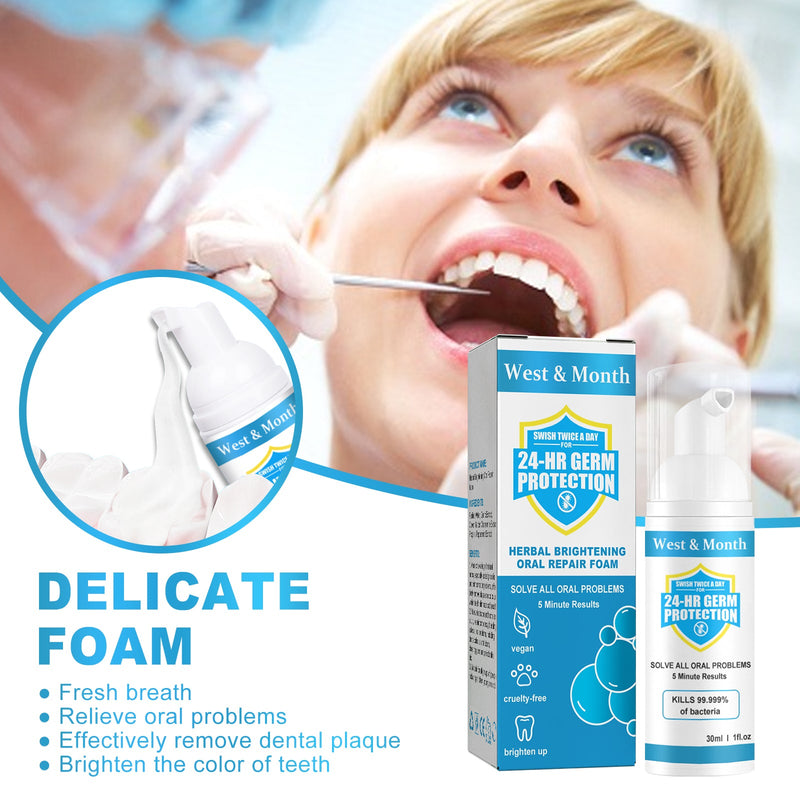 Herbal Brightening Oral Repair Foam, Clean Bad Breath And Teeth Stains With White Teeth Foam