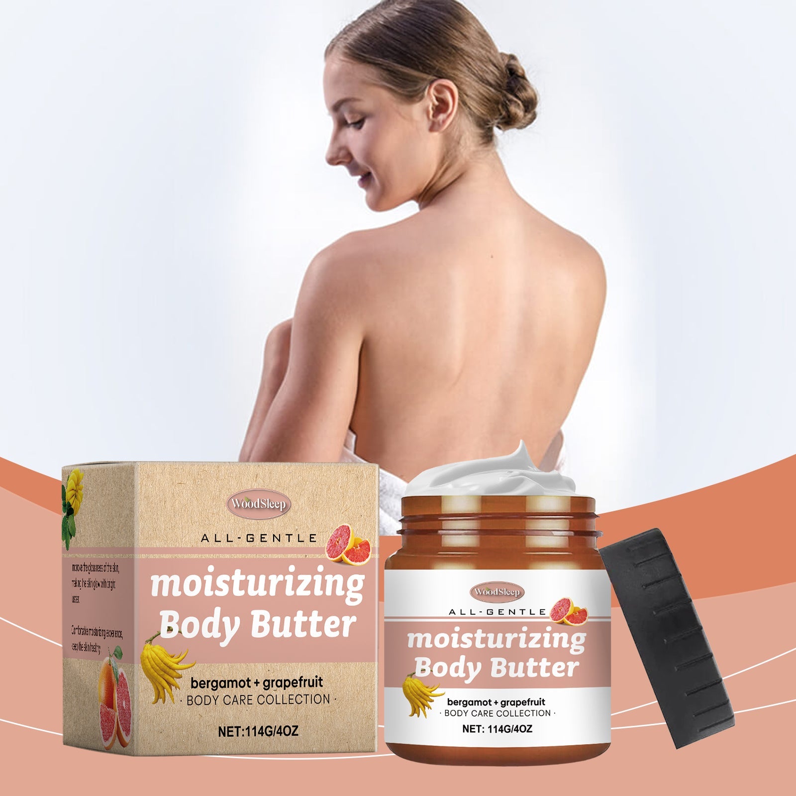 WoodSleep Body Butter Moisturizer With Bergamot And Grapefruit Flavor Hydrates And Moisturizes Skin All Over